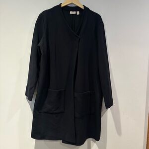 Logo By Lori Goldstein Black Scuba Ponte Coat Patch Pocket